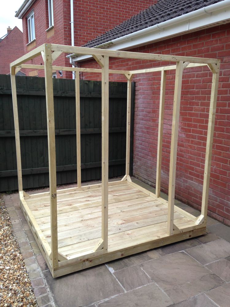 Custom timber shed: wall framing up